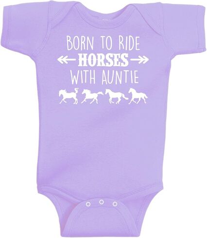 بدلة أطفال من Born to Ride Horses with Auntie بأكمام قصيرة - هدية لقطعة واحدة من قطعة واحدة على شكل حصان الفروسية in Kuwait