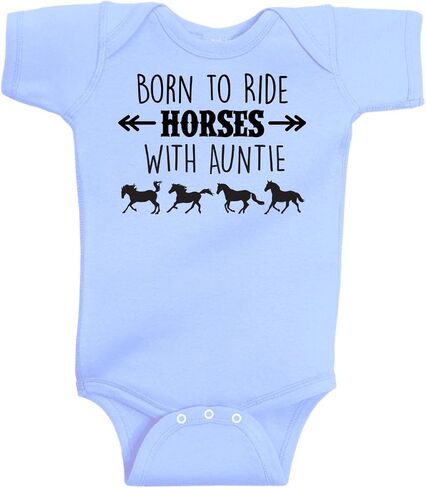 بدلة أطفال من Born to Ride Horses with Auntie بأكمام قصيرة - هدية لقطعة واحدة من قطعة واحدة على شكل حصان الفروسية in Kuwait