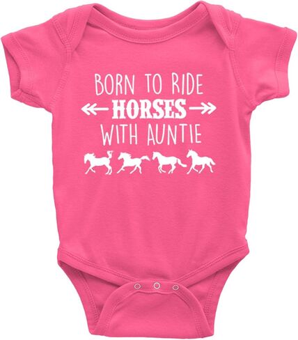 بدلة أطفال من Born to Ride Horses with Auntie بأكمام قصيرة - هدية لقطعة واحدة من قطعة واحدة على شكل حصان الفروسية in Kuwait