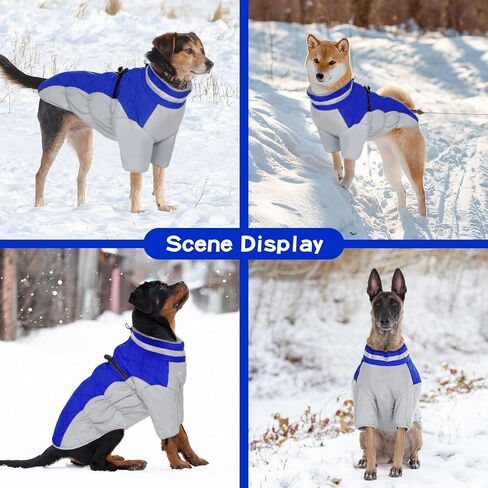 Dog Warm Winter Coat Adjustable Fleece Jacket Waterproof Windproof Snowsuit with Built in Harness Pet Reflective Vest Dog Cold Weather Clothes with Zipper for Small Medium Large Dogs Blue S in Saudi Arabia