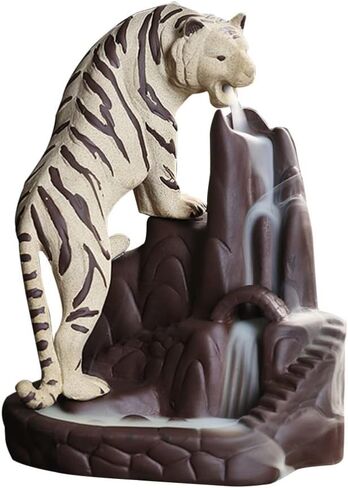 Dragon Backflow Incense Burner Holder: Backflow Cone Incense Holder Aromatherapy Incense Fountain Waterfall Clay Tiger Figurine Statue Sculpture for Home Decor in Saudi Arabia