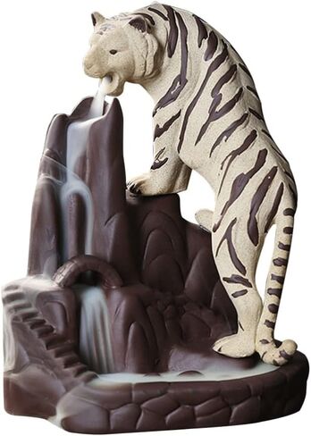 Dragon Backflow Incense Burner Holder: Backflow Cone Incense Holder Aromatherapy Incense Fountain Waterfall Clay Tiger Figurine Statue Sculpture for Home Decor in Saudi Arabia