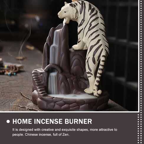 Dragon Backflow Incense Burner Holder: Backflow Cone Incense Holder Aromatherapy Incense Fountain Waterfall Clay Tiger Figurine Statue Sculpture for Home Decor in Saudi Arabia