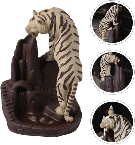 Dragon Backflow Incense Burner Holder: Backflow Cone Incense Holder Aromatherapy Incense Fountain Waterfall Clay Tiger Figurine Statue Sculpture for Home Decor in Saudi Arabia
