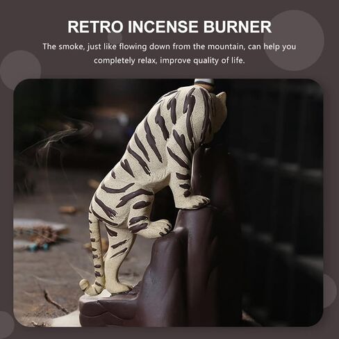 Dragon Backflow Incense Burner Holder: Backflow Cone Incense Holder Aromatherapy Incense Fountain Waterfall Clay Tiger Figurine Statue Sculpture for Home Decor in Saudi Arabia