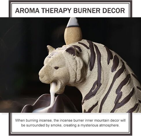 Dragon Backflow Incense Burner Holder: Backflow Cone Incense Holder Aromatherapy Incense Fountain Waterfall Clay Tiger Figurine Statue Sculpture for Home Decor in Saudi Arabia