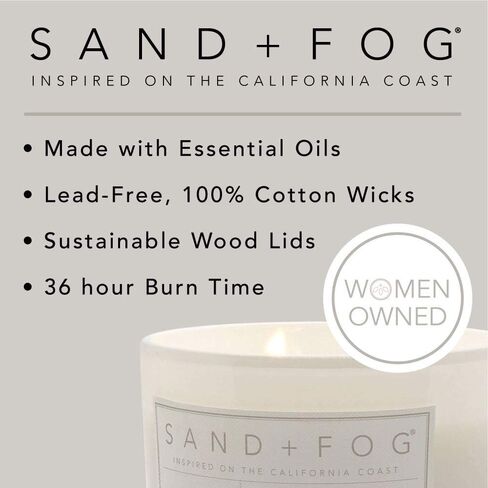 Sand + Fog Scented Candle - Vanilla Sandalwood – Additional Scents and Sizes – 100% Cotton Lead-Free Wick - Luxury Air Freshening Jar Candles - Perfect Home Decor – 12oz in Kuwait