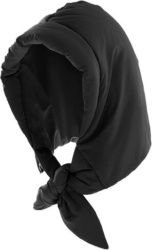 Women Down Cotton One Piece Hooded Scarf Hat Windproof Warm Earflap Hat Winter Thermal Trapper Hat with Chin Strap Black in Kuwait