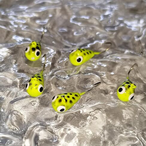 MUUNN 5 Pack Tungsten Ice Fishing Jigs, 2.7/3.2/4/5/6mm Glow Tungsten Teardrop Ice Jig Heads Ice Fishing Lures for Walleye Crappie Panfish in Saudi Arabia