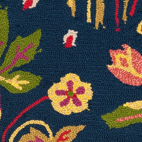 مجموعة SAFAVIEH Four Seasons Collection 5' x 8' أزرق داكن / أخضر FRS465A سجادة منطقة الأزهار بخطاف يدوي in Saudi Arabia