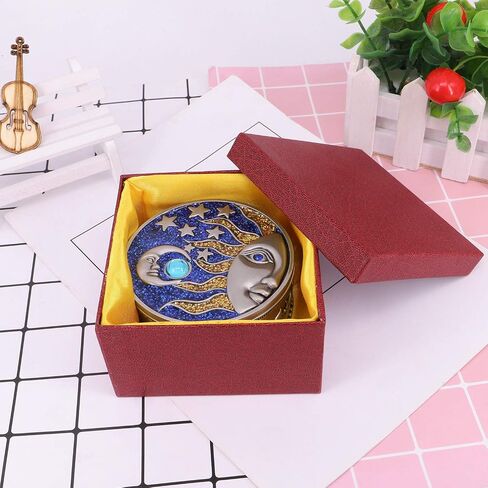 Vintage Sun Moon Jewelry Box with Metallic Star Engraved Classic Retro Silver Jewelry Storage Organizer (Big) in Saudi Arabia