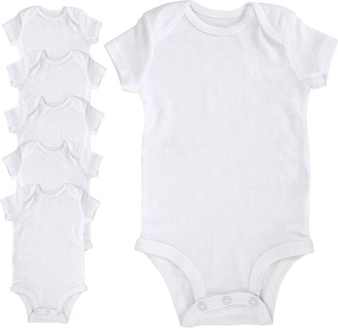 Iconikal Unisex Baby Short Sleeve Onsie Bodysuit, 3-6 Months, White, 6-Pack in Saudi Arabia