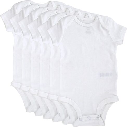 Iconikal Unisex Baby Short Sleeve Onsie Bodysuit, 3-6 Months, White, 6-Pack in Saudi Arabia