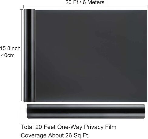 Window Privacy Film See Out Not in Window Film Sun Blocking Home Window Tint Film Heat Control One Way Window Film Exterior Window Tinting Film for Home, 16 in. x 20 FT in Kuwait