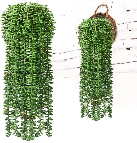 3pcs Fake String of Pearls Plant Artificial Hanging Plants Faux String of Pearls Artificial Succulents Plants Artificial String of Pearls Plants Fake Hanging Plant (Succulents) in Kuwait