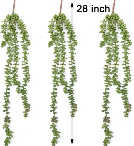 3pcs Fake String of Pearls Plant Artificial Hanging Plants Faux String of Pearls Artificial Succulents Plants Artificial String of Pearls Plants Fake Hanging Plant (Succulents) in Kuwait