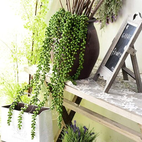 3pcs Fake String of Pearls Plant Artificial Hanging Plants Faux String of Pearls Artificial Succulents Plants Artificial String of Pearls Plants Fake Hanging Plant (Succulents) in Kuwait