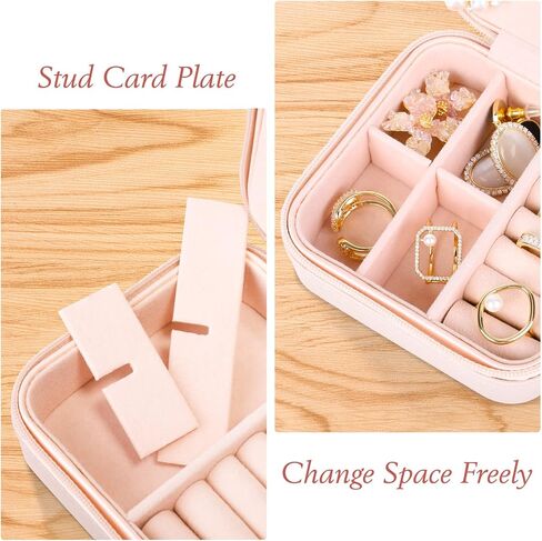 صندوق منظم مجوهرات صغير للسفر، صندوق مجوهرات صغير محمول للسفر، حقيبة عرض للفتيات والنساء والخواتم والاقراط والقلائد مع مرآة، هدية مثالية للسيدات in Kuwait