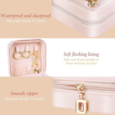 صندوق منظم مجوهرات صغير للسفر، صندوق مجوهرات صغير محمول للسفر، حقيبة عرض للفتيات والنساء والخواتم والاقراط والقلائد مع مرآة، هدية مثالية للسيدات in Kuwait
