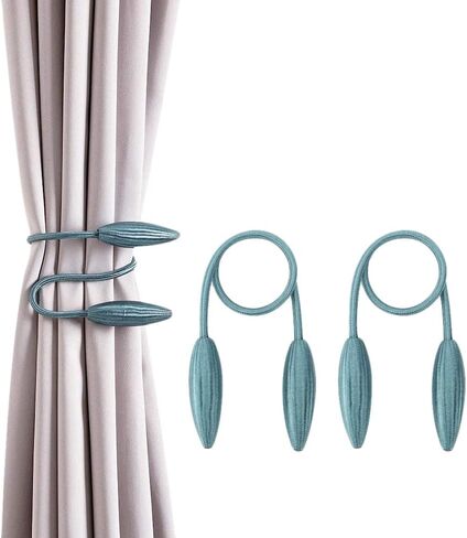 2 Pack Curtain Tiebacks, 2019 New Convenient Drape Tieback, Decorative Rope Holdback Holder for Home Office Decoration (Blue) in Saudi Arabia