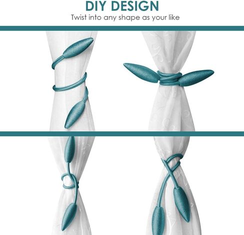 2 Pack Curtain Tiebacks, 2019 New Convenient Drape Tieback, Decorative Rope Holdback Holder for Home Office Decoration (Blue) in Saudi Arabia