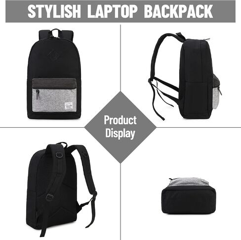 VASCHY Backpack for Men, Water-Resistant School Backpack Bookbag Schoolbag Teens Casual Daypack Work Black in Saudi Arabia