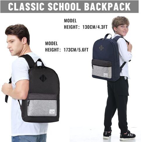 VASCHY Backpack for Men, Water-Resistant School Backpack Bookbag Schoolbag Teens Casual Daypack Work Black in Saudi Arabia