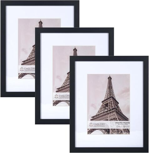 مجموعة إطارات صور ENGLORY مقاس 8 × 10 مكونة من 3 قطع، مصنوعة من زجاج حقيقي عالي الدقة، شاشة عرض 5 × 7 مع حصيرة أو 8 × 10 بدون حصيرة، إطارات صور للتركيب على الحائط أو عرض سطح الطاولة in Kuwait