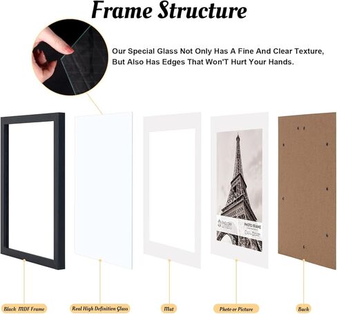 مجموعة إطارات صور ENGLORY مقاس 8 × 10 مكونة من 3 قطع، مصنوعة من زجاج حقيقي عالي الدقة، شاشة عرض 5 × 7 مع حصيرة أو 8 × 10 بدون حصيرة، إطارات صور للتركيب على الحائط أو عرض سطح الطاولة in Kuwait