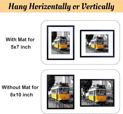 مجموعة إطارات صور ENGLORY مقاس 8 × 10 مكونة من 3 قطع، مصنوعة من زجاج حقيقي عالي الدقة، شاشة عرض 5 × 7 مع حصيرة أو 8 × 10 بدون حصيرة، إطارات صور للتركيب على الحائط أو عرض سطح الطاولة in Kuwait