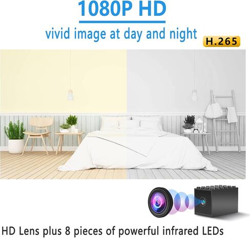 Rettru G8 أصغر كاميرا مراقبة لاسلكية تعمل ببطارية WiFi HD1080p مع رؤية ليلية، كشف الحركة، اكتشاف الإنسان بالذكاء الاصطناعي، عرض عن بعد، متوافق مع تطبيق هاتف Android/iOS، Window/Mac in Saudi Arabia