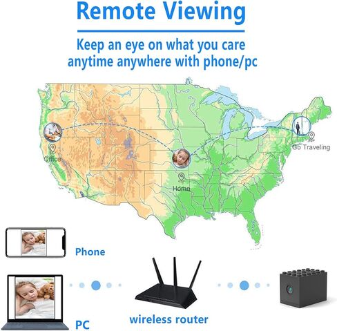 Rettru G8 أصغر كاميرا مراقبة لاسلكية تعمل ببطارية WiFi HD1080p مع رؤية ليلية، كشف الحركة، اكتشاف الإنسان بالذكاء الاصطناعي، عرض عن بعد، متوافق مع تطبيق هاتف Android/iOS، Window/Mac in Saudi Arabia
