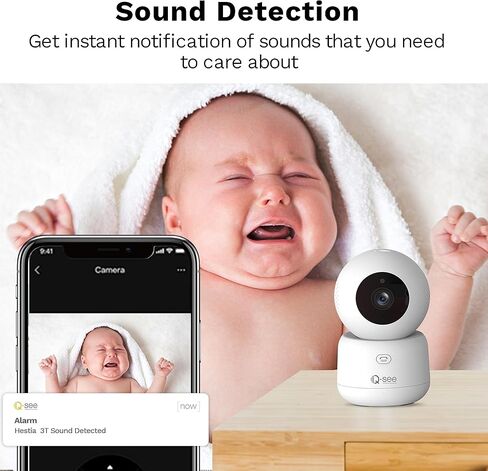 كاميرا مراقبة داخلية QSEE، كاميرا واي فاي 3 ميجابكسل لمراقبة الأطفال، صوت ثنائي الاتجاه، زر الاتصال، اكتشاف الإنسان والحيوانات الأليفة، تتبع الحركة، رؤية ليلية، كاميرا IP لاسلكية قابلة للإمالة، المنزل الذكي (Hestia 3T) in Kuwait