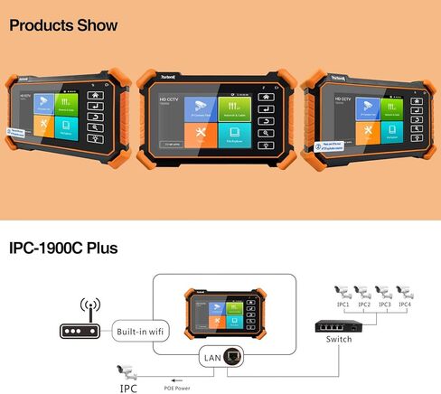 اختبار كاميرا CCTV من Rsrteng مع تتبع الكابل WT255، IPC-1900C Plus 4K 8MP 8K 32MP IP اختبار الكاميرا 4 بوصة IPS شاشة تعمل باللمس CCTV اختبار دعم POE PTZ DC12V مخرج IPC اختبار استبدال 1800ADH in Kuwait