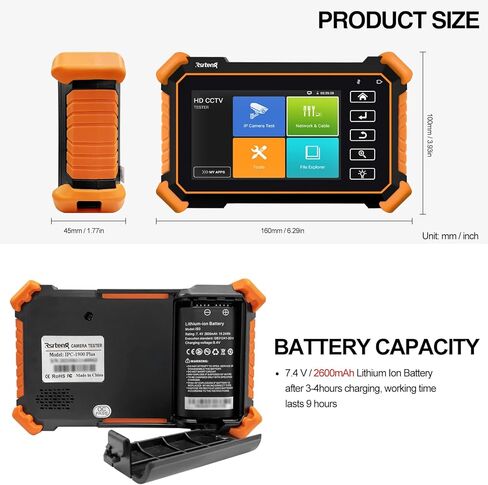 اختبار كاميرا CCTV من Rsrteng مع تتبع الكابل WT255، IPC-1900C Plus 4K 8MP 8K 32MP IP اختبار الكاميرا 4 بوصة IPS شاشة تعمل باللمس CCTV اختبار دعم POE PTZ DC12V مخرج IPC اختبار استبدال 1800ADH in Kuwait