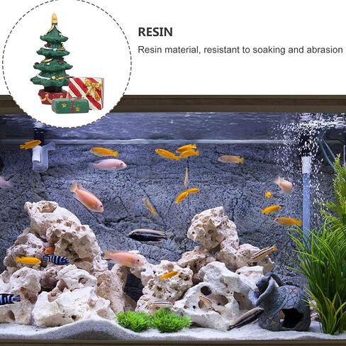 Christmas Aquarium Decoration,Christmas Tree Resin Oranment Fish Tank Decoration for Holiday Fish Tank Supplies Table Decor in Kuwait