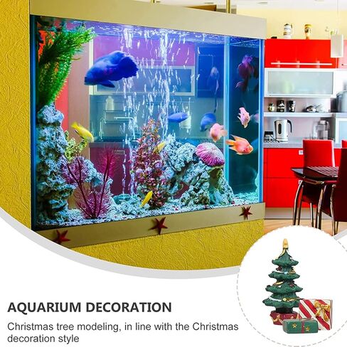 Christmas Aquarium Decoration,Christmas Tree Resin Oranment Fish Tank Decoration for Holiday Fish Tank Supplies Table Decor in Kuwait