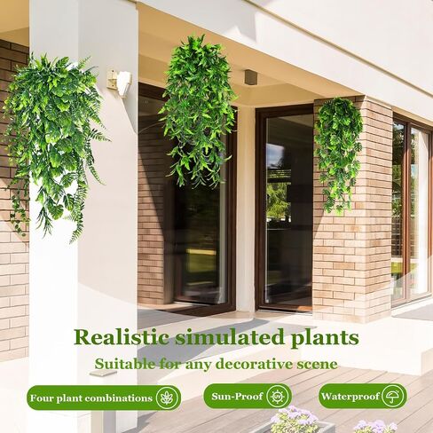 8 Pack Artificial Hanging Plants Fake Greenery Plants Fake lvy Vine for Home Wall Garden Indoor Outdoor Decoration (31'' Faux Boston Ferns,Palm Leaves) in Saudi Arabia