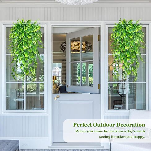 8 Pack Artificial Hanging Plants Fake Greenery Plants Fake lvy Vine for Home Wall Garden Indoor Outdoor Decoration (31'' Faux Boston Ferns,Palm Leaves) in Saudi Arabia