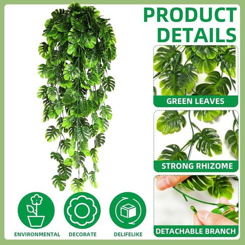 8 Pack Artificial Hanging Plants Fake Greenery Plants Fake lvy Vine for Home Wall Garden Indoor Outdoor Decoration (31'' Faux Boston Ferns,Palm Leaves) in Saudi Arabia