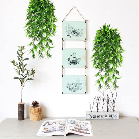 8 Pack Artificial Hanging Plants Fake Greenery Plants Fake lvy Vine for Home Wall Garden Indoor Outdoor Decoration (31'' Faux Boston Ferns,Palm Leaves) in Saudi Arabia