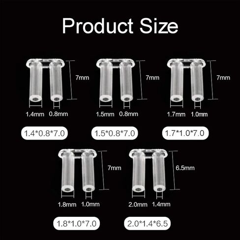 YouU 100 Pcs Clear Plastic Compression Sleeves for Rimless Glasses Fixing Accessories Tools(1.7/1.8/2.0mm) (1.8 * 1.0 * 7.0) in Saudi Arabia