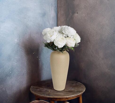 IPOPU Vintage White Peonies Artificial Flowers Bouquets 14 Heads Big Fake Peonies Silk Faux Peonies with Stems for Wedding Centerpieces for Table Home Decor Bride Bouquet Floral Arrangement (White) in Saudi Arabia