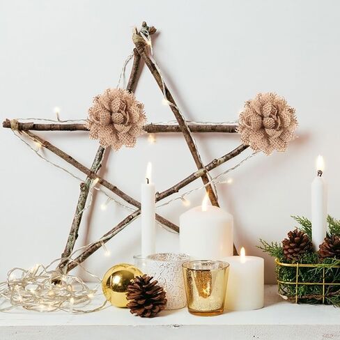 Beavorty ديكور عيد الميلاد الزفاف الديكور زهور الأقحوان الاصطناعية 5 قطع حفل زفاف الديكور زهور الجوت الخيش الدانتيل زهرة الديكور الخيش زهرة مهرجان الديكور زهرة العلم in Kuwait