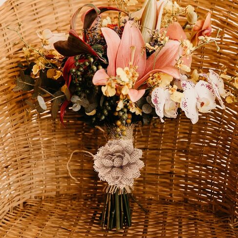 Beavorty ديكور عيد الميلاد الزفاف الديكور زهور الأقحوان الاصطناعية 5 قطع حفل زفاف الديكور زهور الجوت الخيش الدانتيل زهرة الديكور الخيش زهرة مهرجان الديكور زهرة العلم in Kuwait