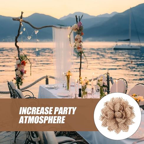 Beavorty ديكور عيد الميلاد الزفاف الديكور زهور الأقحوان الاصطناعية 5 قطع حفل زفاف الديكور زهور الجوت الخيش الدانتيل زهرة الديكور الخيش زهرة مهرجان الديكور زهرة العلم in Kuwait