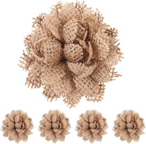 Beavorty ديكور عيد الميلاد الزفاف الديكور زهور الأقحوان الاصطناعية 5 قطع حفل زفاف الديكور زهور الجوت الخيش الدانتيل زهرة الديكور الخيش زهرة مهرجان الديكور زهرة العلم in Kuwait