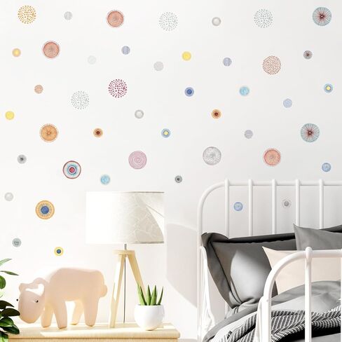 45 قطعة مختلفة من الملصقات الجدارية متعددة الألوان على شكل دائرة منقطة للفتيات وغرفة الأطفال وغرفة النوم وغرفة المعيشة، وديكور غرفة اللعب، ملصقات جدارية من الفينيل قابلة للإزالة، ملصقات ورقية سحب (نقطة) in Kuwait