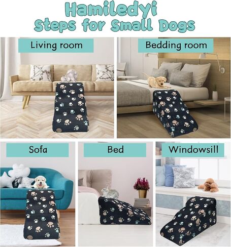 Hamiledyi Detachable Dog Stairs High Density Sponge Dog Ramp Soft Breathable Pet Steps for Small Dogs Cats Other Dogs Injured,Older Cats and Pets with Joint Pain. (Small 3 Tiers) in Saudi Arabia