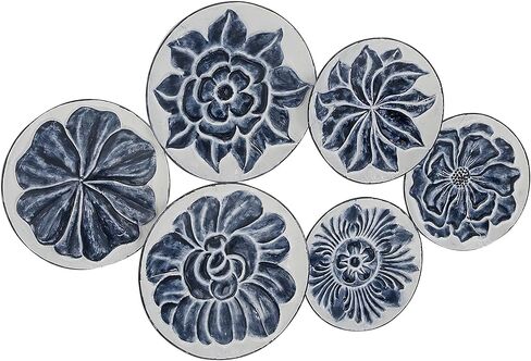 Deco 79 Metal Plate Wall Decor with Embossed Details, 34" x 2" x 21", Blue in Saudi Arabia